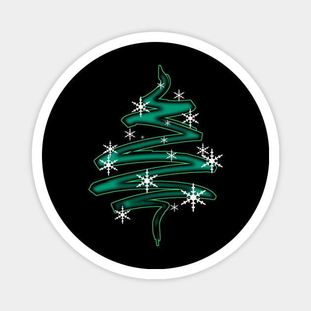 Christmas Tree Abstract with snowflakes Magnet by DyrkWyst